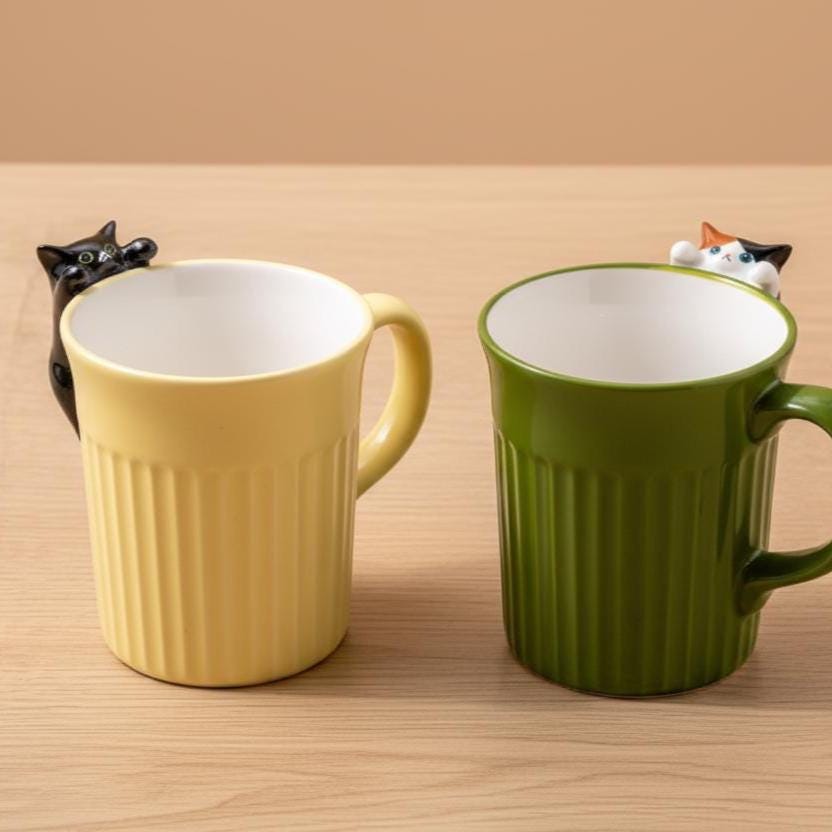 Handmade Cat Figure Coffee Mug | Ceramic Mug