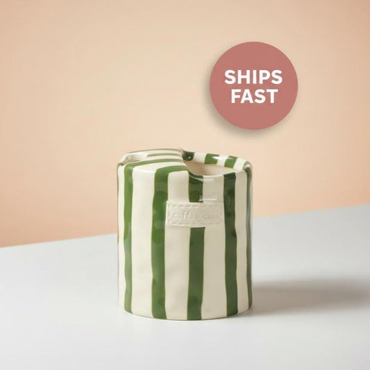 Hand-made Green Striped Coffee Mug | Ceramic mug