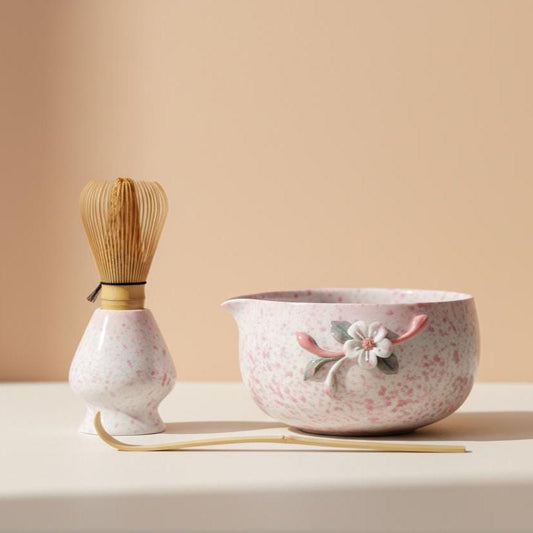 Handmade Cherry Blossom Matcha Tea Set | Ceramic Bowls, Matcha Bowl 450ml