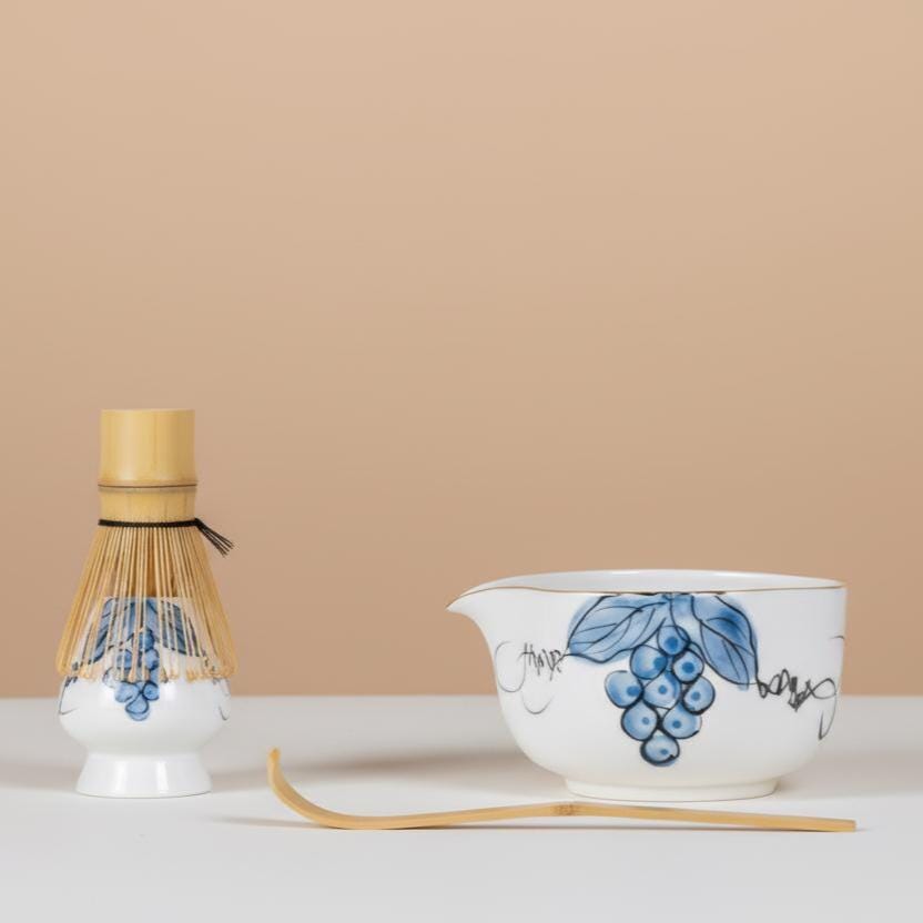 Handmade Blueberry Matcha Tea Set | Ceramic Bowls, Matcha Bowl 450ml
