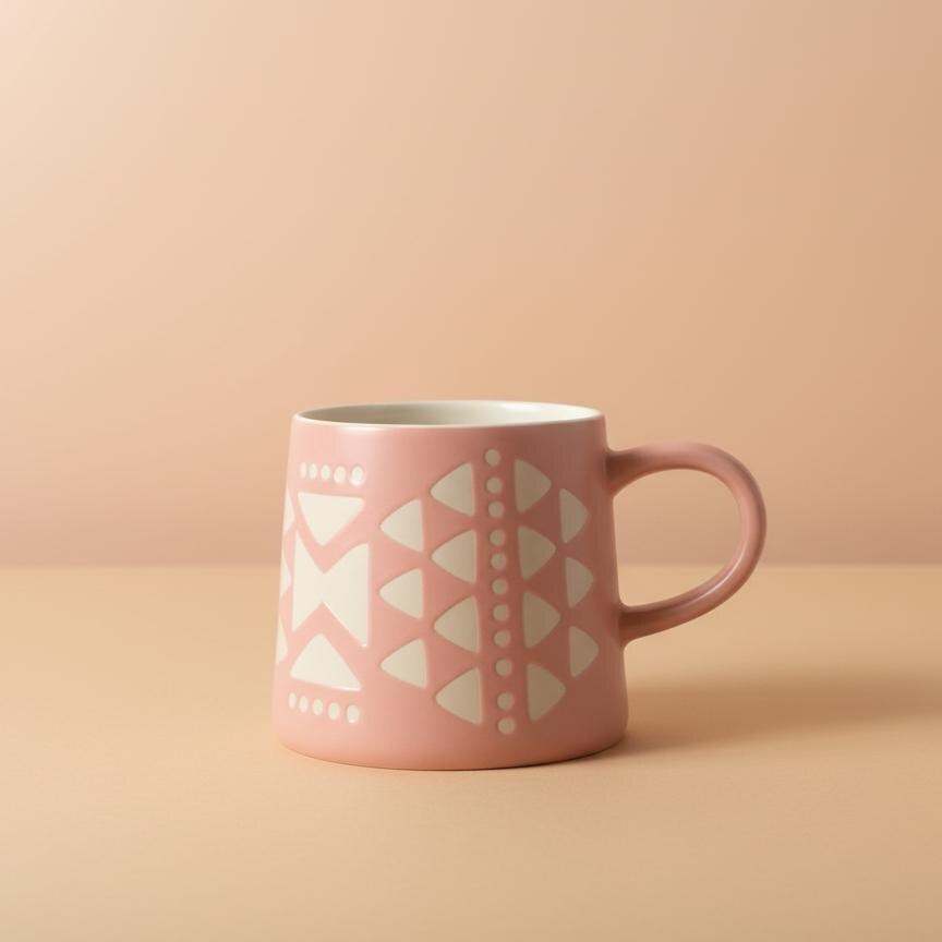 Handmade Pink Funky Geometric Mug