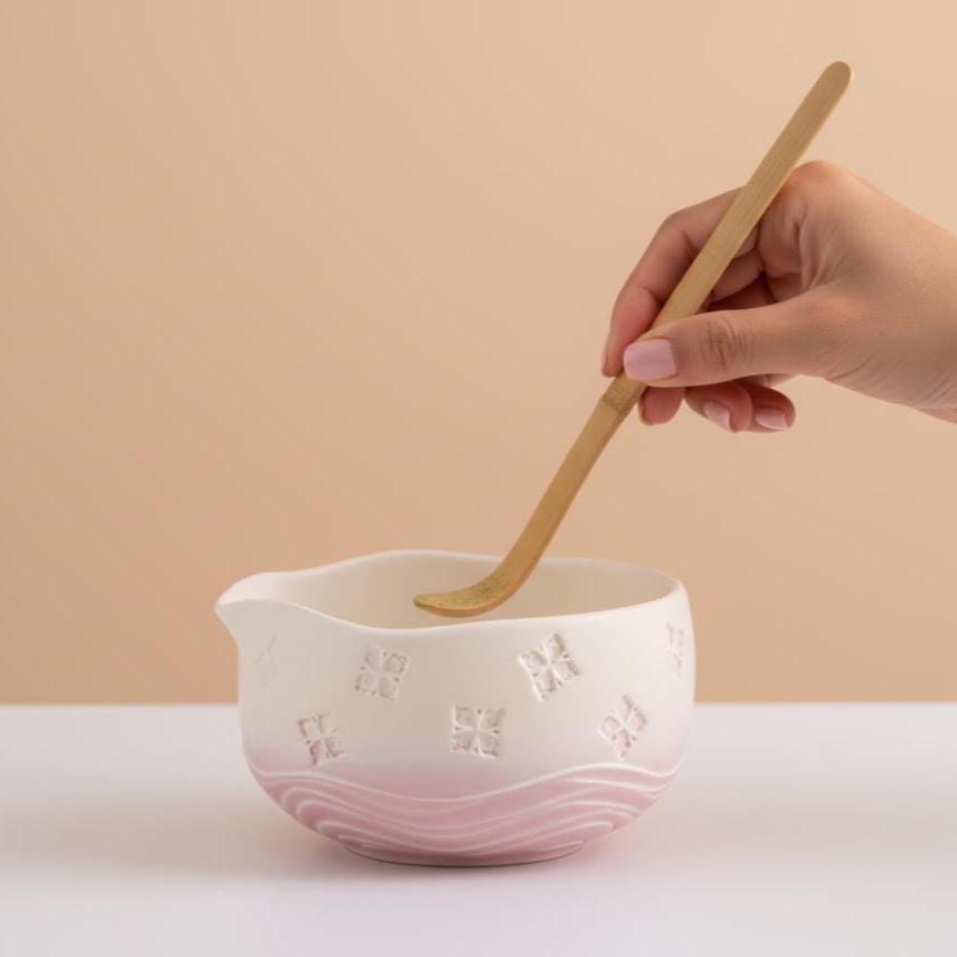 Hand-made 8pc Light Pink Matcha Tea Set | Ceramic Bowls, Matcha Bowl 450ml