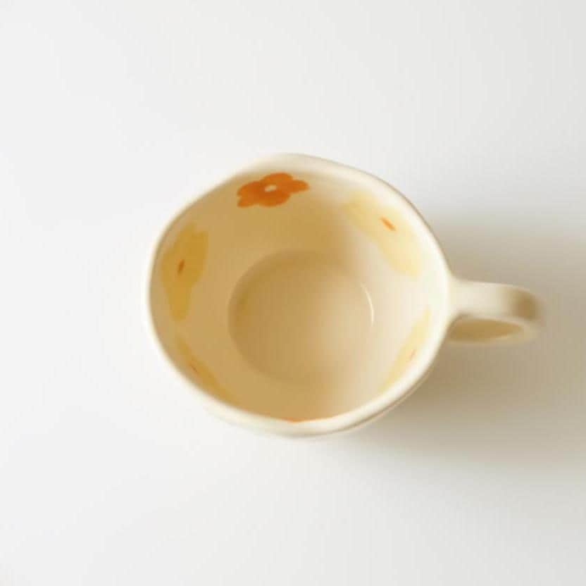 Handmade Floral Cream Ceramic Mug | Ceramic Mugs