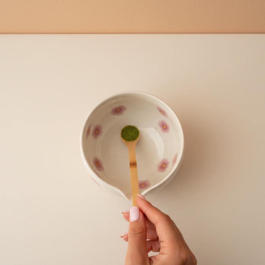 Handmade 4pc Blossom Matcha Tea Set | Ceramic Bowls, Matcha Bowl 450ml