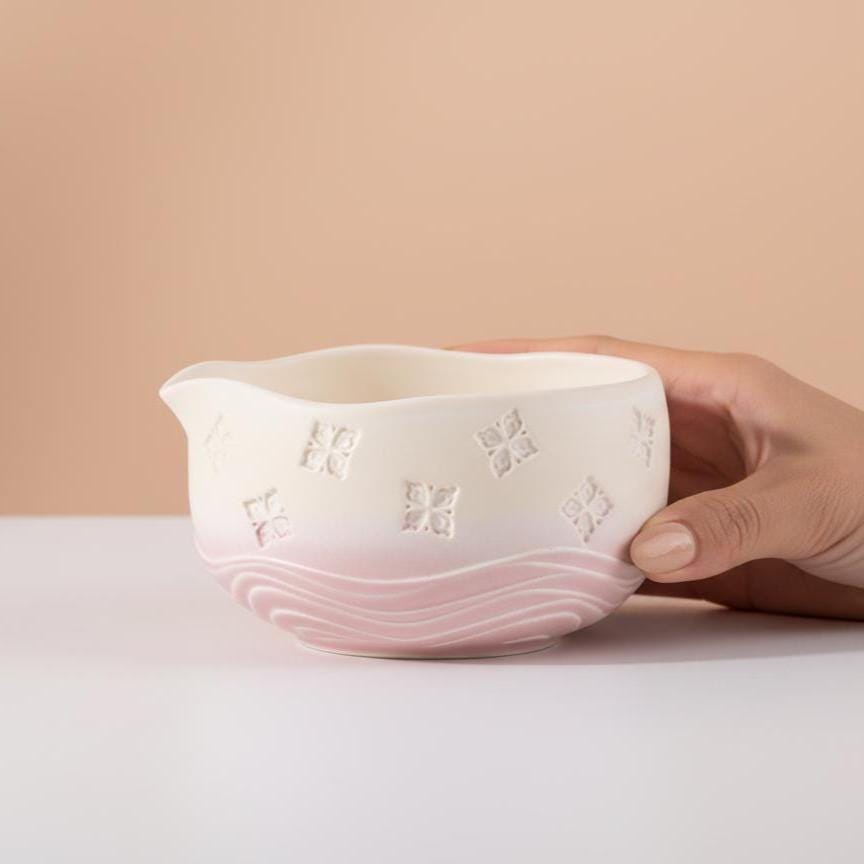 Hand-made 8pc Light Pink Matcha Tea Set | Ceramic Bowls, Matcha Bowl 450ml