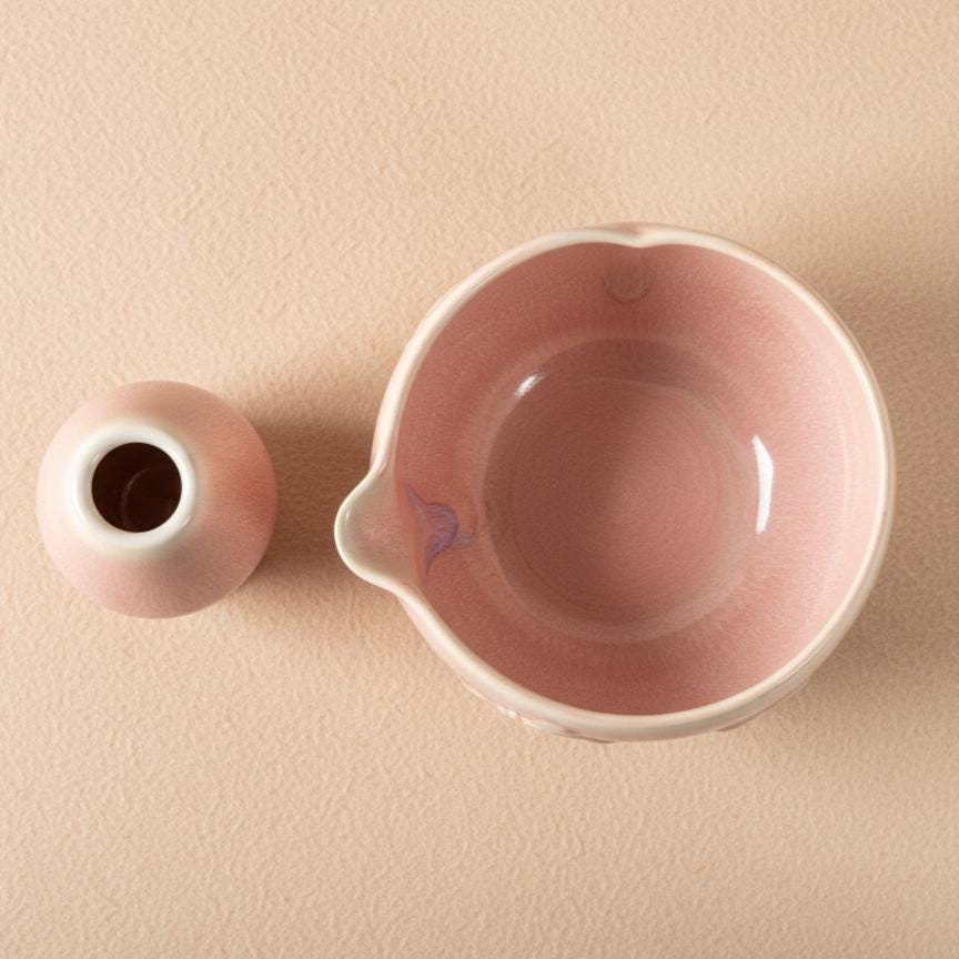 Handmade 2pc Pink Bow Matcha Set | Ceramic Bowls, Matcha Bowl 450ml