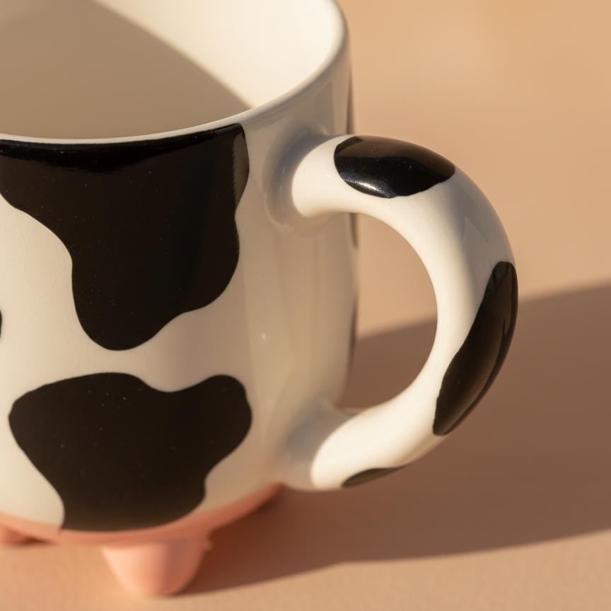 Handmade Cow Print Coffee Mug | Animal Pattern Coffee Cup, Gift for Her