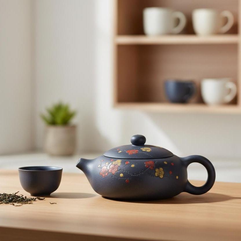 Handmade Funky Blue Kyusu Japanese Tea Pot
