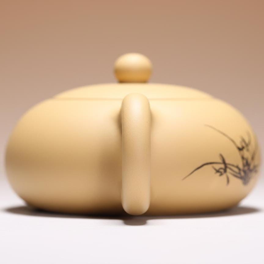 Hand-made Yellow Kyusu Japanese Tea Pot