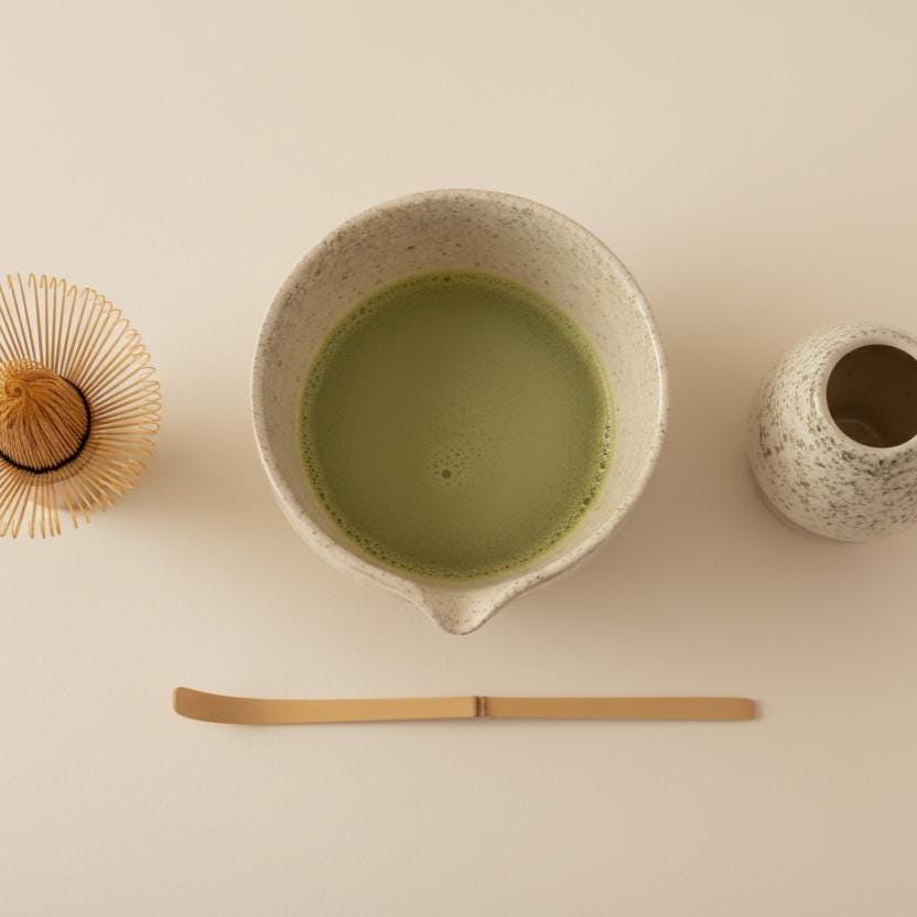 Handmade 5pc Speckled Cream Matcha Tea Set | Ceramic Bowls, Matcha Bowl 450ml