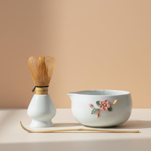 Handmade 4pc Celadon Blue Matcha Tea Set | Ceramic Bowls, Matcha Bowl 450ml