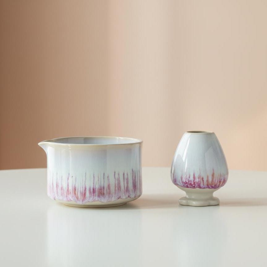 Handmade 2pc Purple Glaze Matcha Set | Ceramic Bowls, Matcha Bowl 450ml