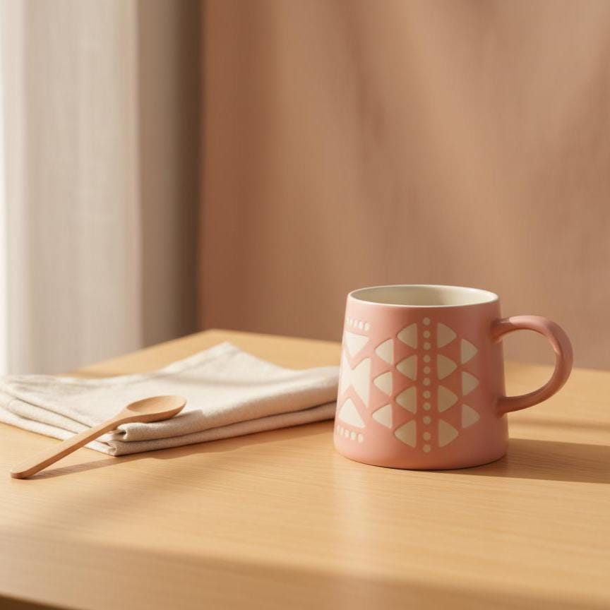 Handmade Pink Funky Geometric Mug