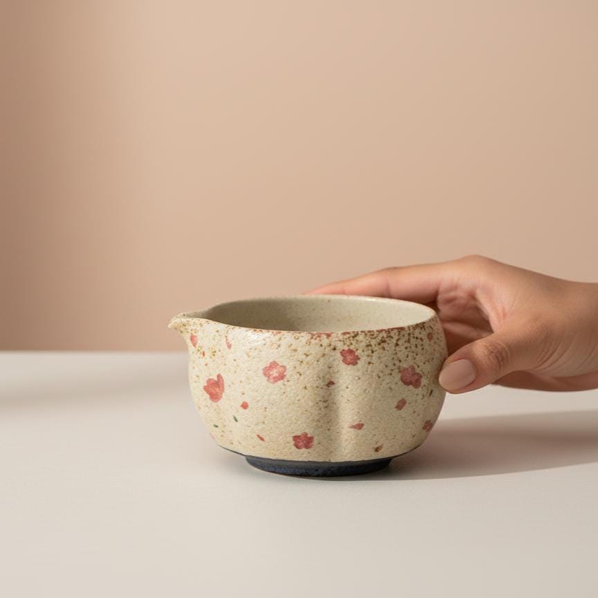 Hand Painted 8pc Sakura Matcha Tea Set | Ceramic Bowls, Matcha Bowl 450ml
