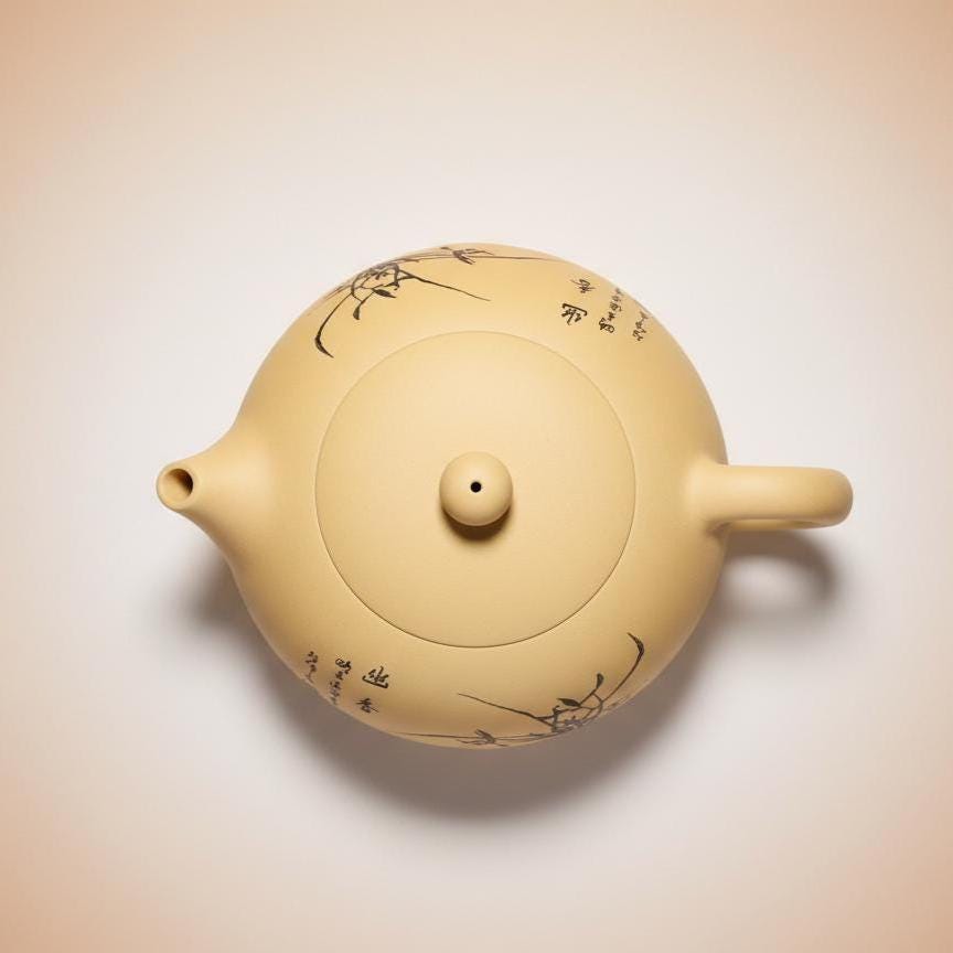 Hand-made Yellow Kyusu Japanese Tea Pot