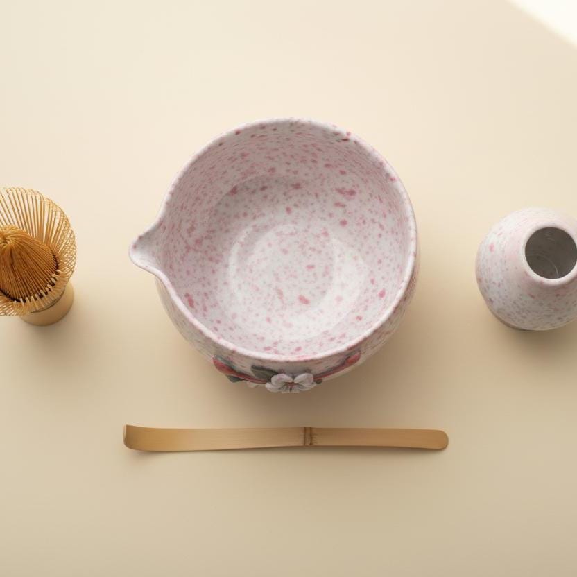 Handmade Cherry Blossom Matcha Tea Set | Ceramic Bowls, Matcha Bowl 450ml