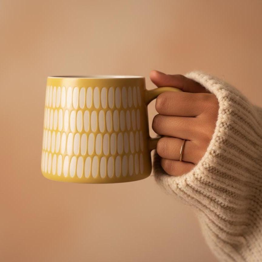 Handmade Funky Yellow Pattern Mug