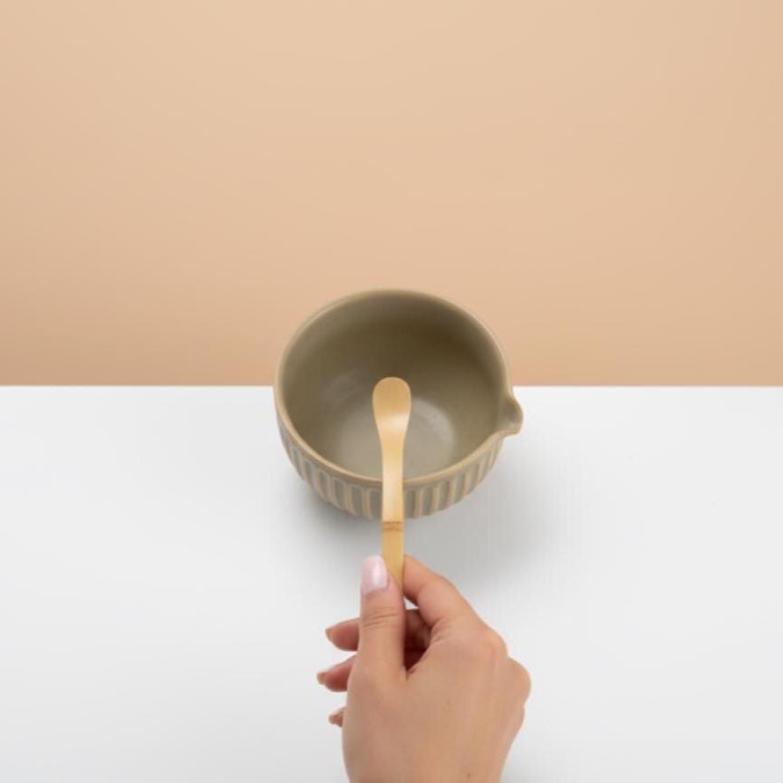 Handmade 4pc Beige Matcha Tea Set | Ceramic Bowls, Matcha Bowl 450ml