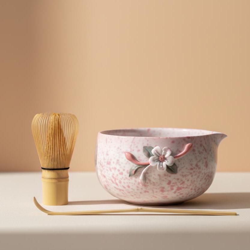 Handmade Cherry Blossom Matcha Tea Set | Ceramic Bowls, Matcha Bowl 450ml