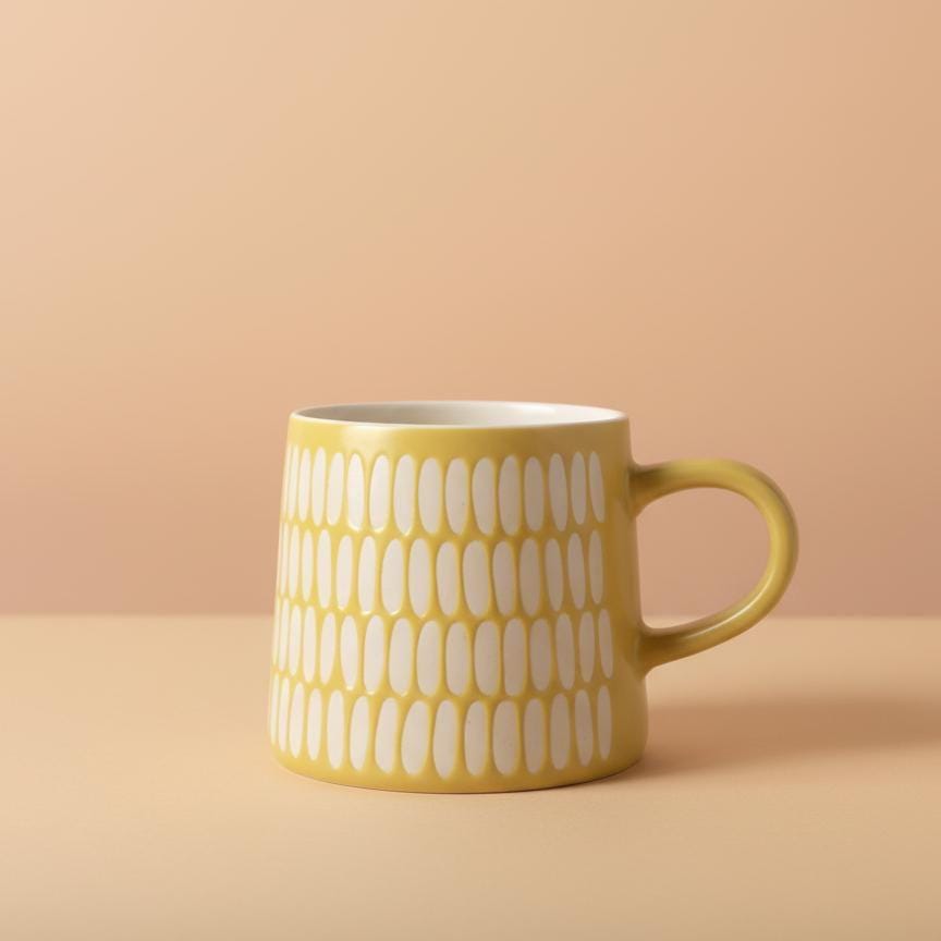 Handmade Funky Yellow Pattern Mug