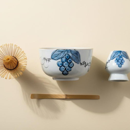 Handmade Blueberry Matcha Tea Set | Ceramic Bowls, Matcha Bowl 450ml