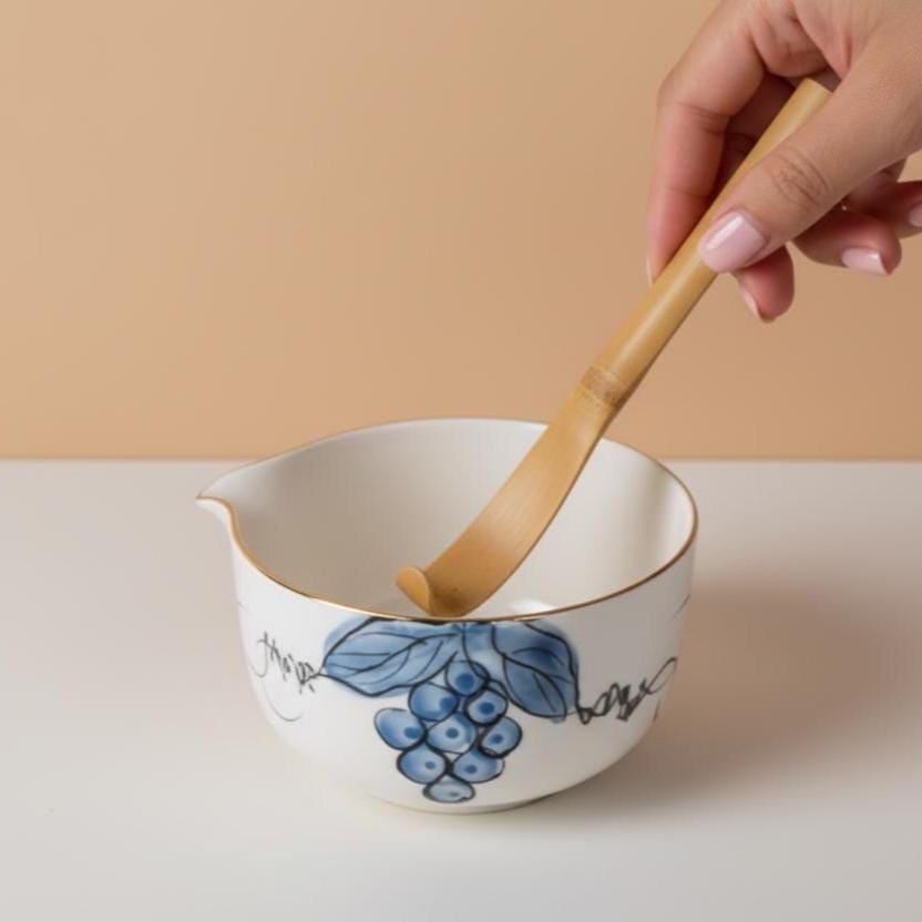 Handmade Blueberry Matcha Tea Set | Ceramic Bowls, Matcha Bowl 450ml