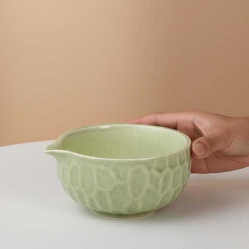 Sage Green Ceramic Matcha Bowl Set, Japanese Tea Whisk Holder, Bamboo Scoop
