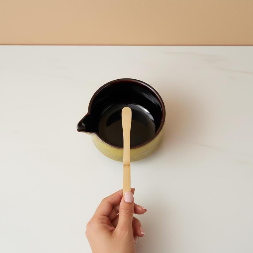 Handmade 4pc Rustic Yellow Matcha Tea Set | Ceramic Bowl, Matcha Bowls 450ml