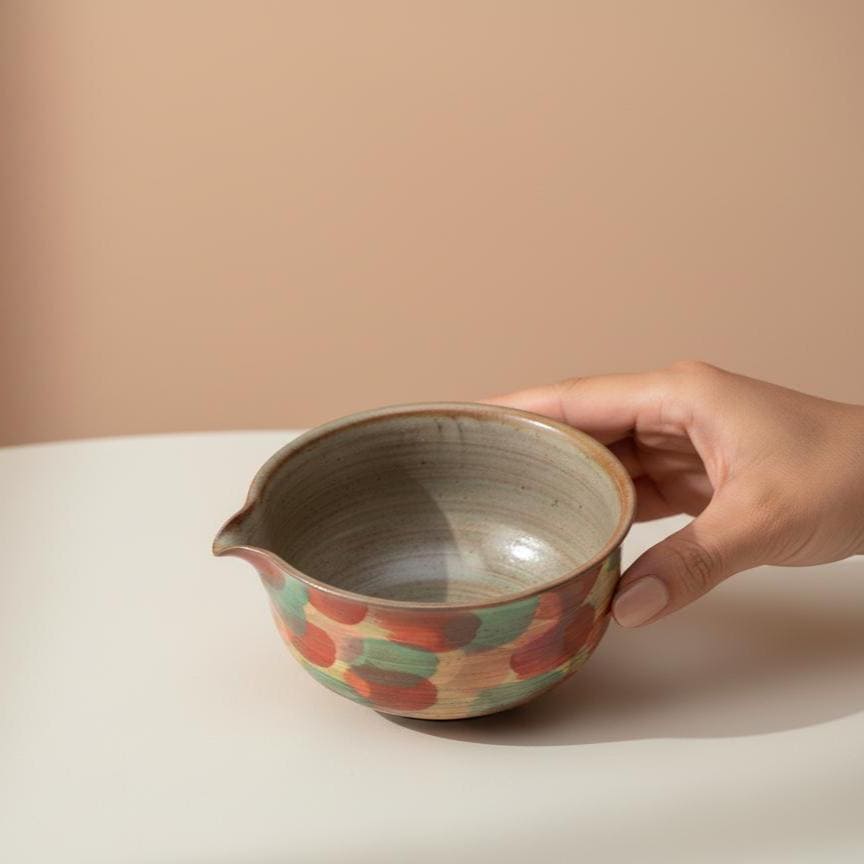 Handmade 4pc Colorful Matcha Tea Set | Ceramic Bowl, Matcha Bowls 450ml