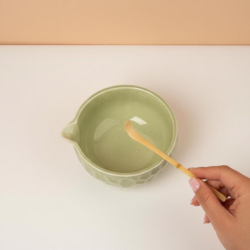 Sage Green Ceramic Matcha Bowl Set, Japanese Tea Whisk Holder, Bamboo Scoop