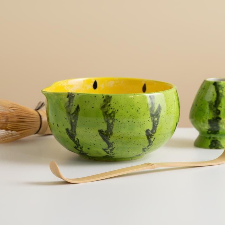 Hand-made 8pc Yellow Melon Matcha Set | Ceramic Bowls, Matcha Bowl 450ml