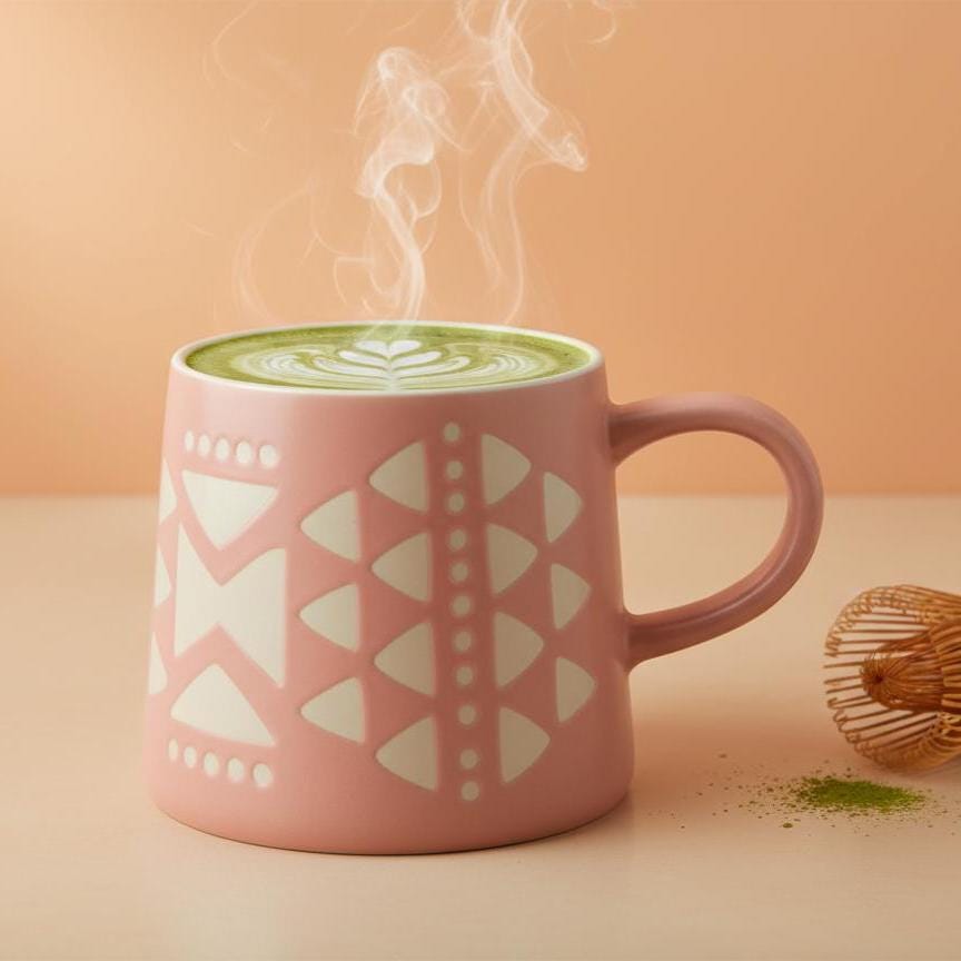 Handmade Pink Funky Geometric Mug