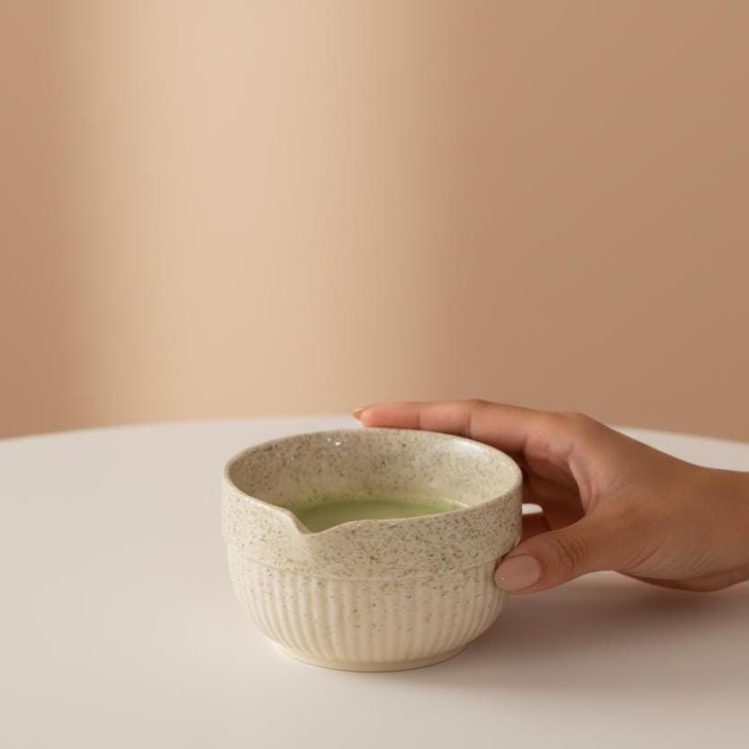 Handmade 5pc Speckled Cream Matcha Tea Set | Ceramic Bowls, Matcha Bowl 450ml