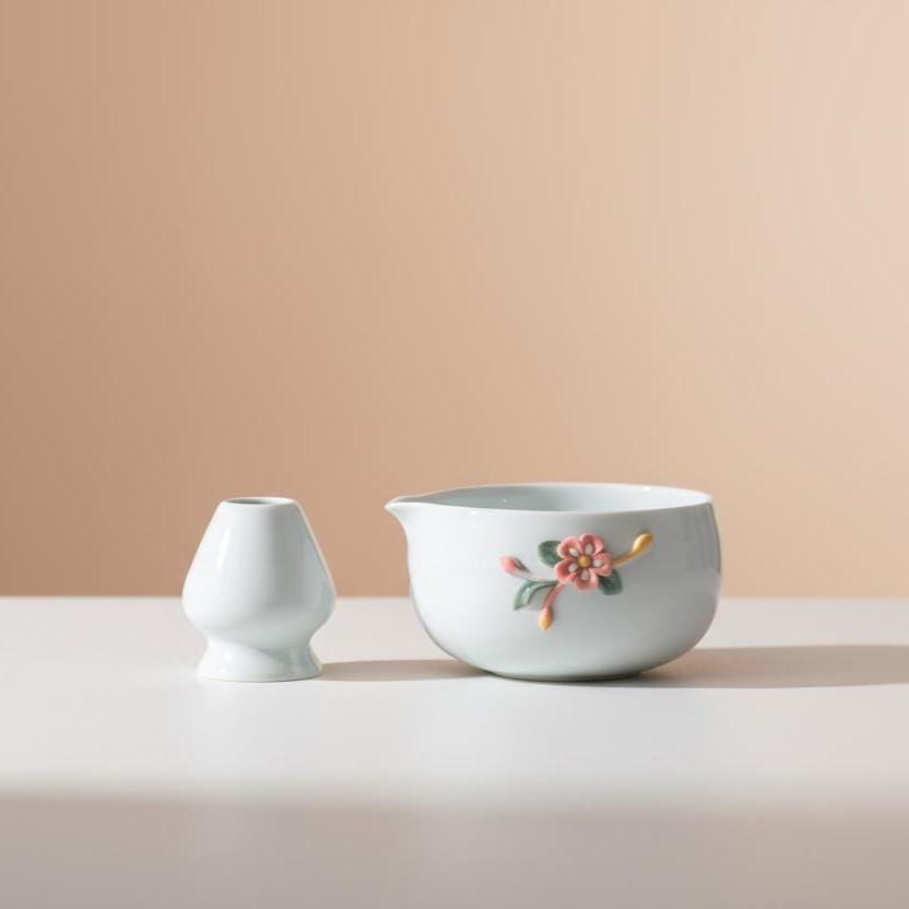 Handmade 4pc Celadon Blue Matcha Tea Set | Ceramic Bowls, Matcha Bowl 450ml