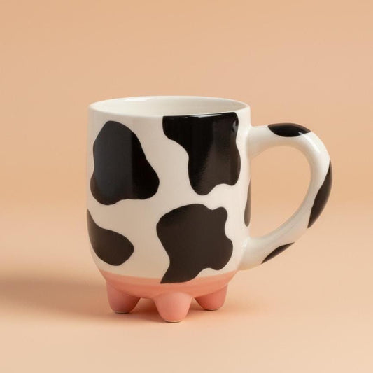 Handmade Cow Print Coffee Mug | Animal Pattern Coffee Cup, Gift for Her