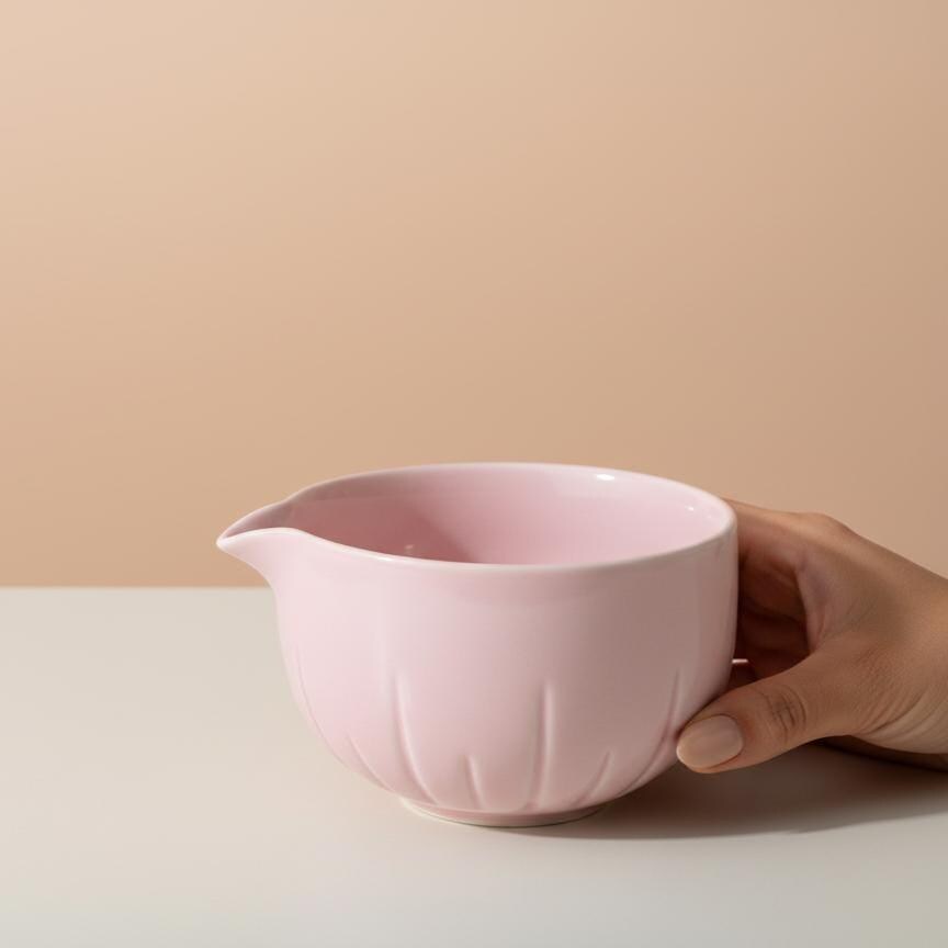 Handmade 4pc Soft Pink Matcha Tea Set | Ceramic Bowl, Matcha Bowls 450ml