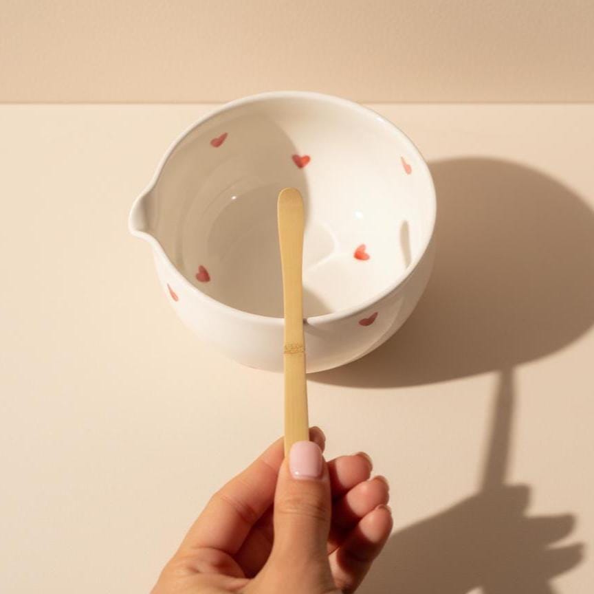 Hand-made 4pc Heart Matcha Tea Set | Ceramic Bowls, Matcha Bowl 450ml