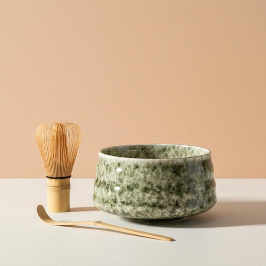 Handmade Speckled Green Matcha Tea Set | Ceramic Bowls, Matcha Bowl 450ml