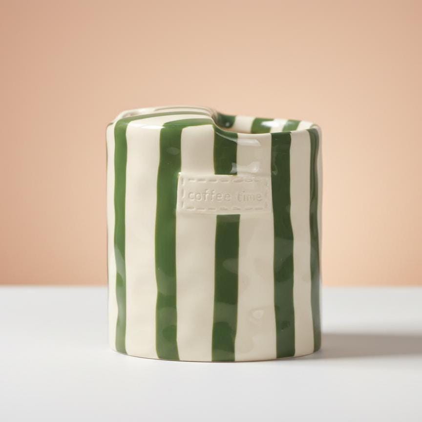 Hand-made Green Striped Coffee Mug | Ceramic mug