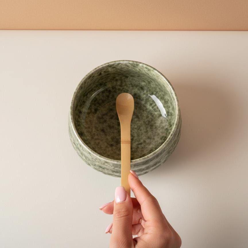 Handmade Speckled Green Matcha Tea Set | Ceramic Bowls, Matcha Bowl 450ml