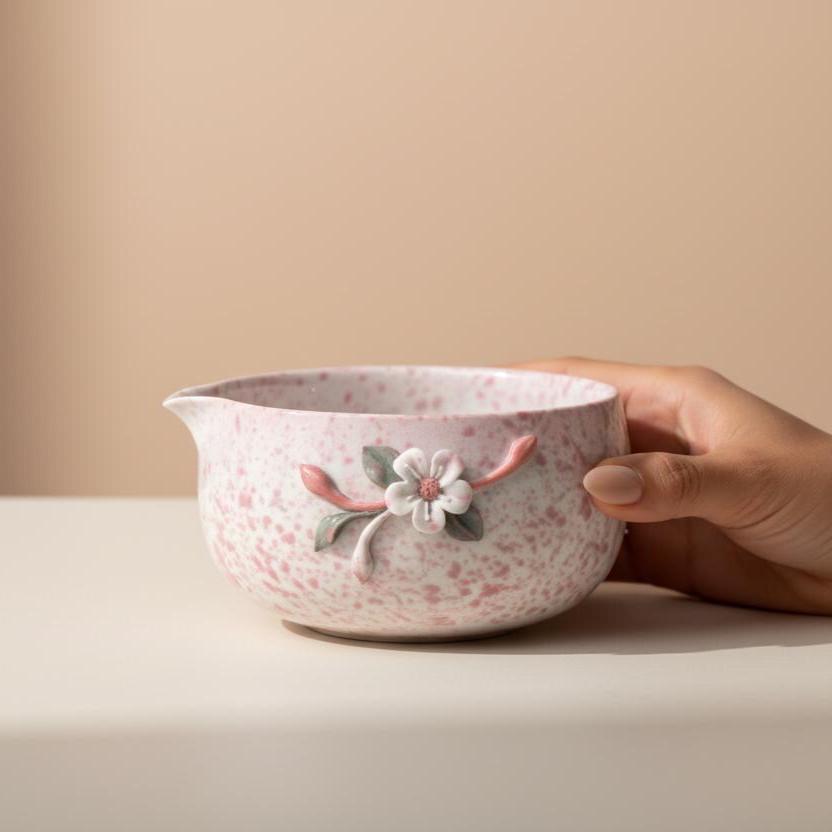 Handmade Cherry Blossom Matcha Tea Set | Ceramic Bowls, Matcha Bowl 450ml