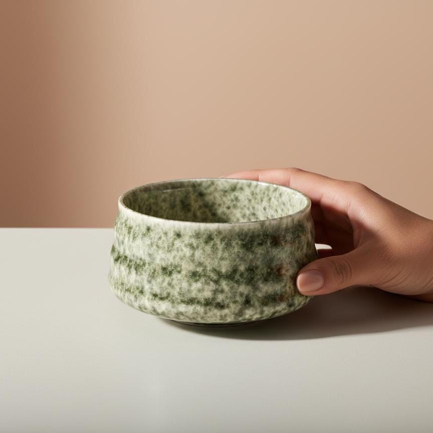 Handmade Speckled Green Matcha Tea Set | Ceramic Bowls, Matcha Bowl 450ml