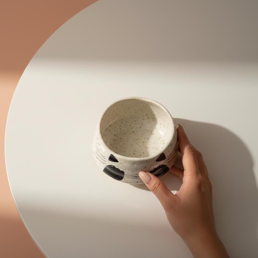 Handmade 4pc Cat Matcha Tea Set | Ceramic Bowls, Matcha Bowl 450ml