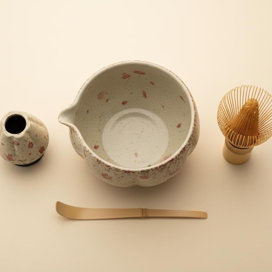 Hand Painted 8pc Sakura Matcha Tea Set | Ceramic Bowls, Matcha Bowl 450ml
