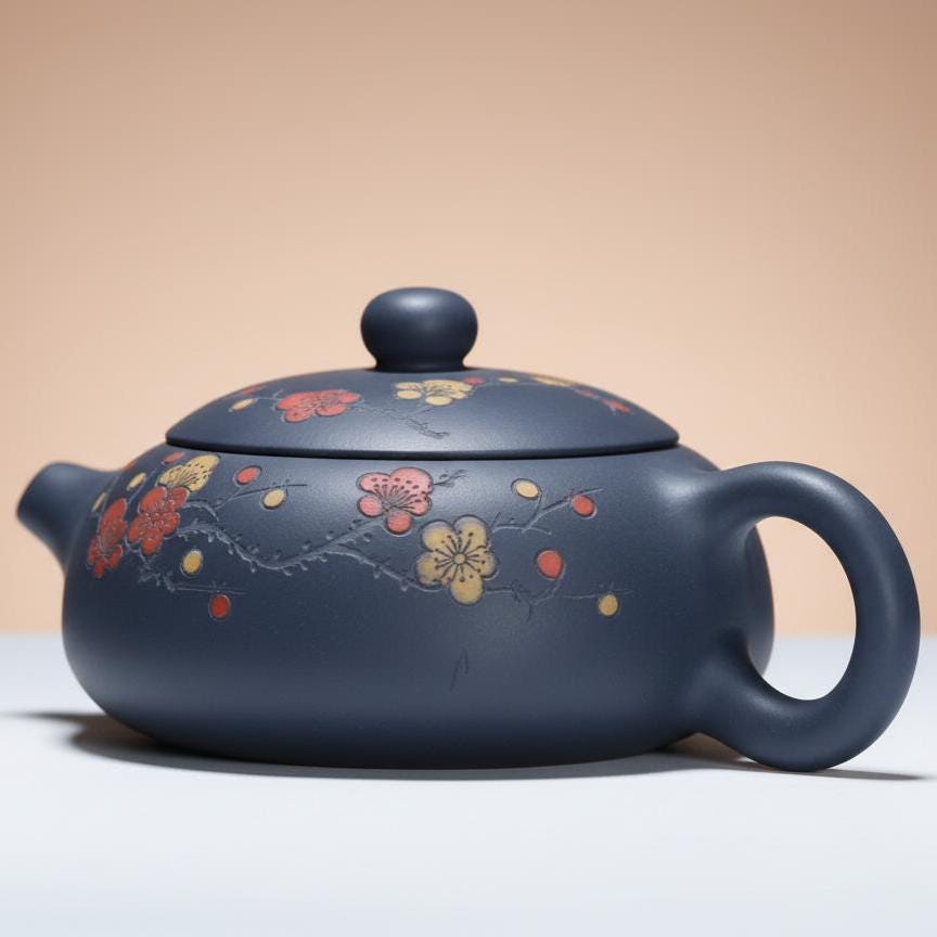Handmade Funky Blue Kyusu Japanese Tea Pot