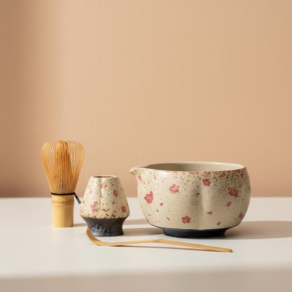 Hand Painted 8pc Sakura Matcha Tea Set | Ceramic Bowls, Matcha Bowl 450ml