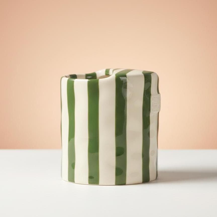 Hand-made Green Striped Coffee Mug | Ceramic mug
