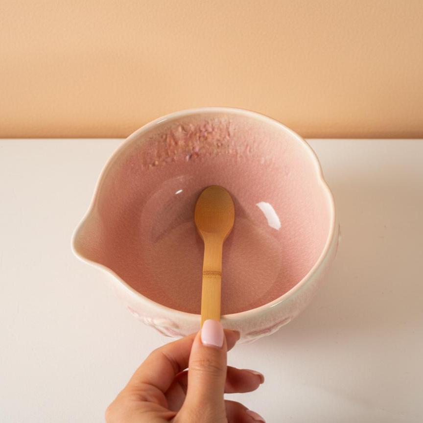Handmade 2pc Pink Bow Matcha Set | Ceramic Bowls, Matcha Bowl 450ml