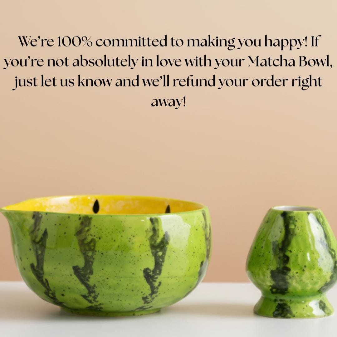 Hand-made 8pc Yellow Melon Matcha Set | Ceramic Bowls, Matcha Bowl 450ml