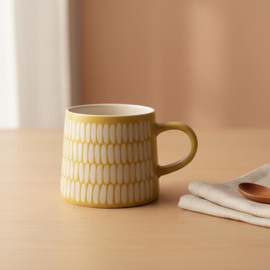 Handmade Funky Yellow Pattern Mug
